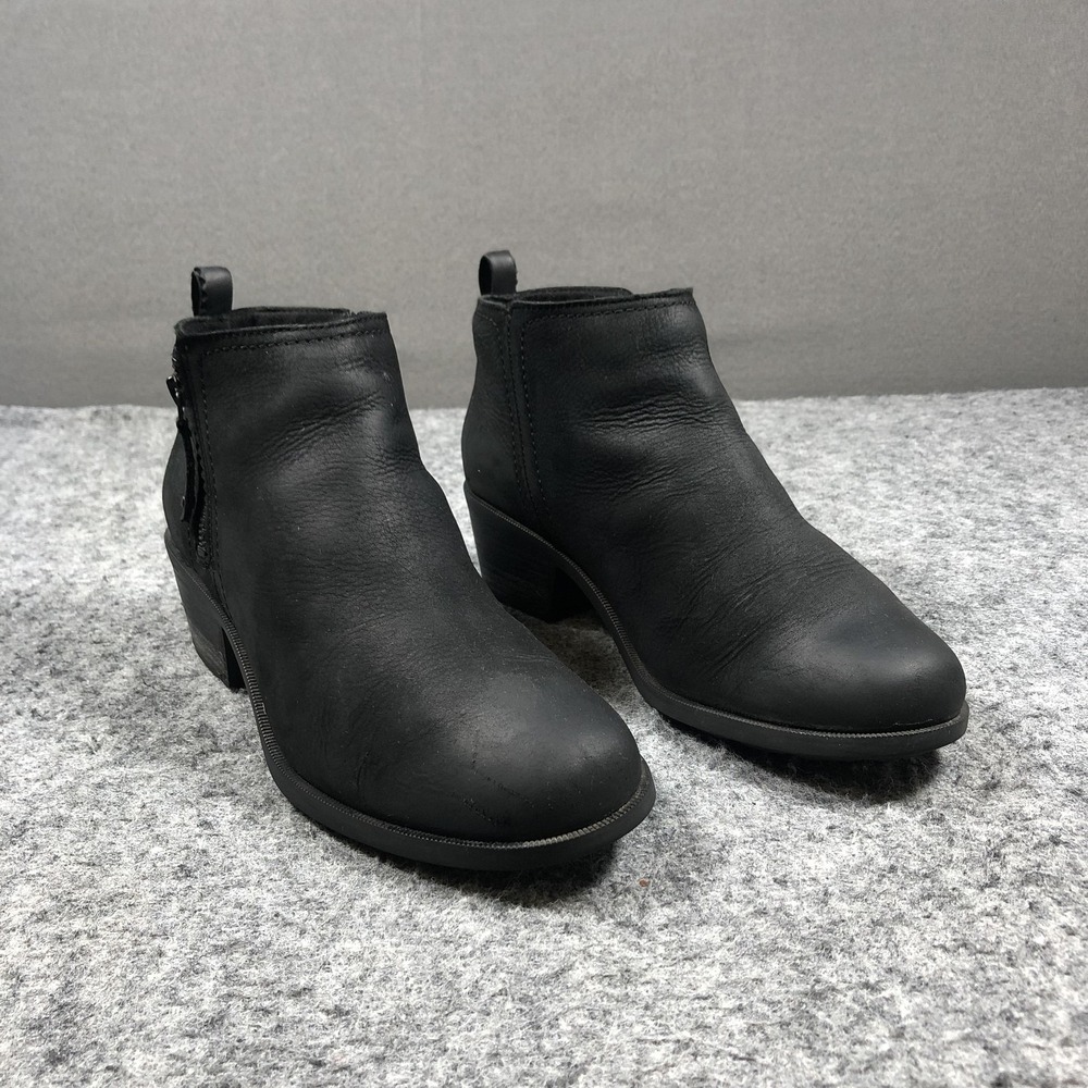 Teva Anaya Booties Womens 11 Black Leather Zip Block Heel Comfort 11201